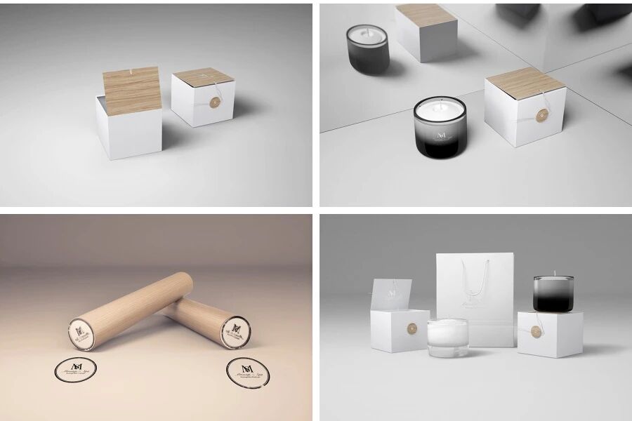 蜡烛香薰品牌包装名片折页手袋VI样机PSD模板