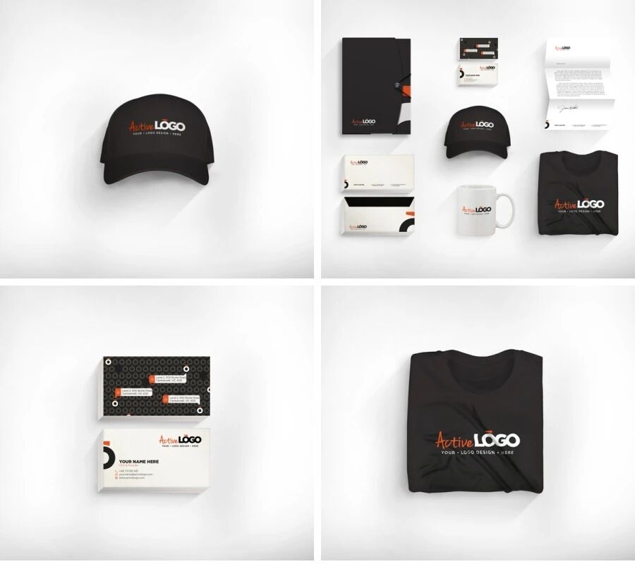 服装品牌公司名片折页办公用品VI样机PSD模板