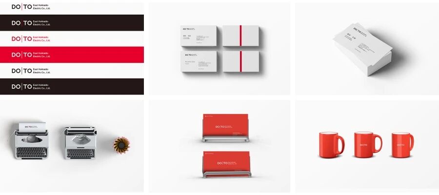 红白日本极简风公司名片办公用品服装全套VI样机PSD模板