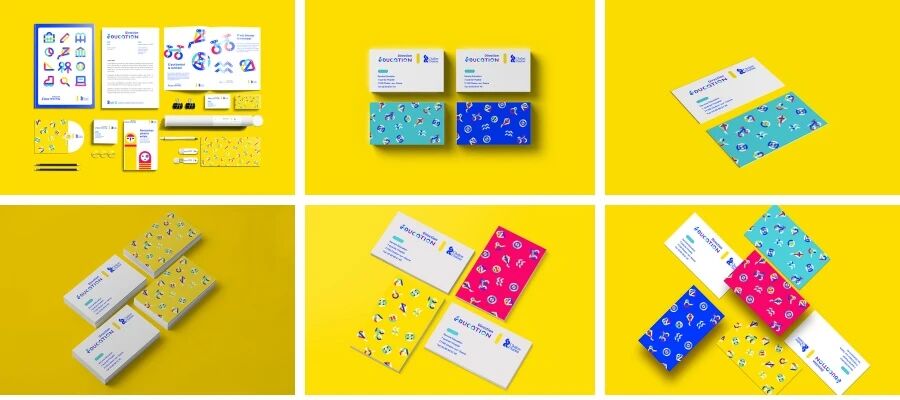 创意教育机构学校名片办公用品贴图VI样机PSD模板