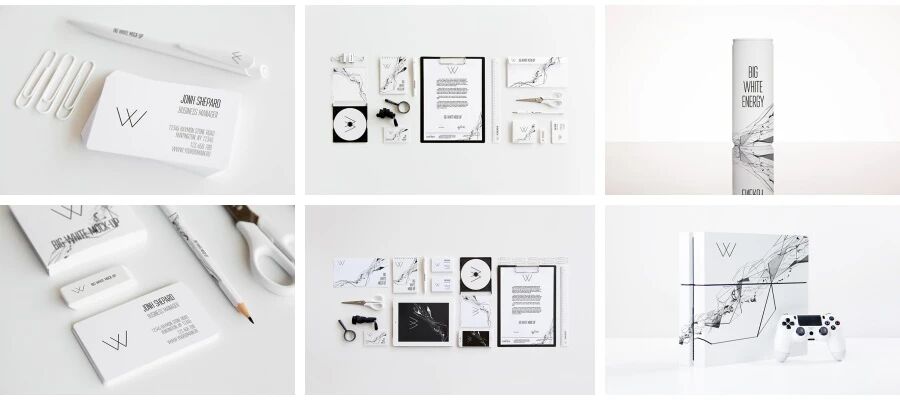 白色简约商务风企业名片手袋办公用品VI样机PSD模板