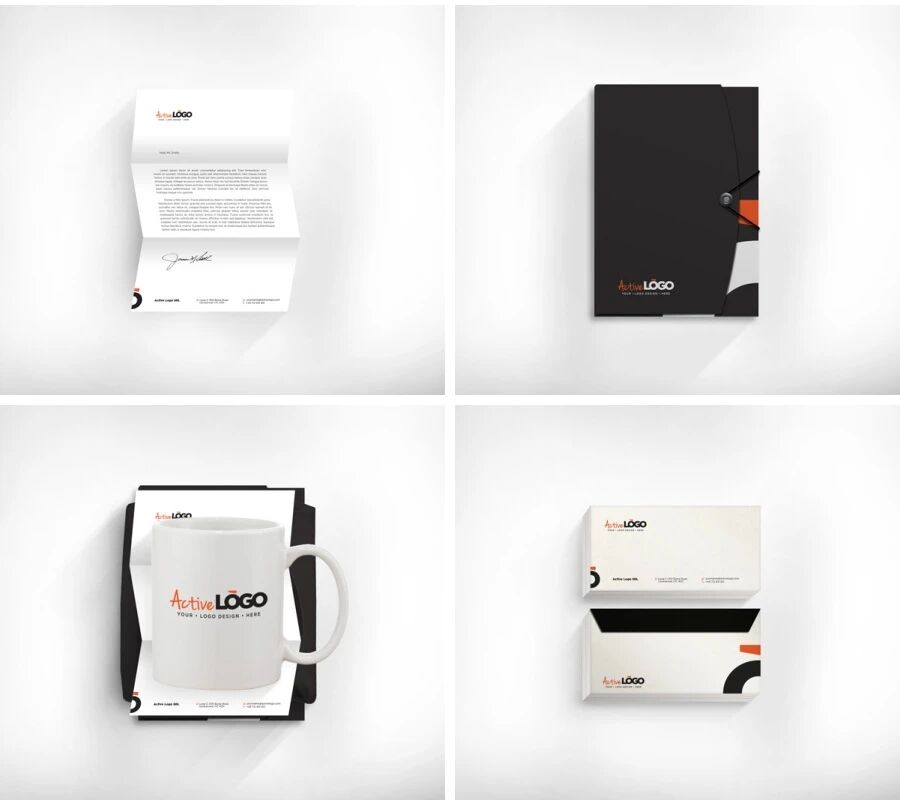 服装品牌公司名片折页办公用品VI样机PSD模板