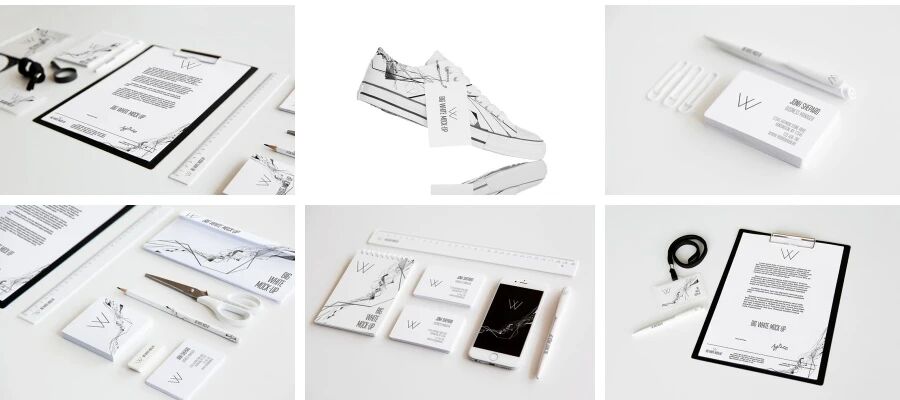 白色简约商务风企业名片手袋办公用品VI样机PSD模板