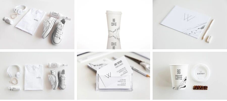 白色简约商务风企业名片手袋办公用品VI样机PSD模板