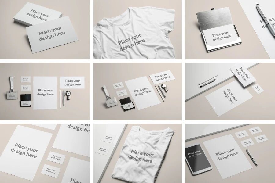 空白企业名片工牌纸张T恤VI样机PSD模板