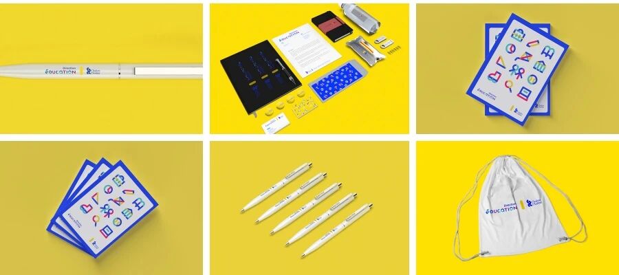 创意教育机构学校名片办公用品贴图VI样机PSD模板