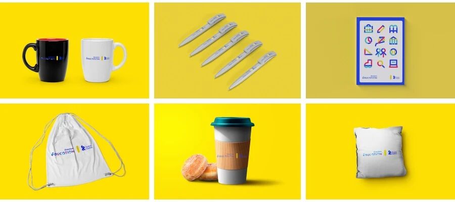 创意教育机构学校名片办公用品贴图VI样机PSD模板