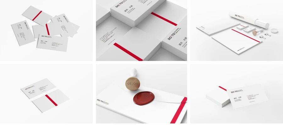 红白日本极简风公司名片办公用品服装全套VI样机PSD模板