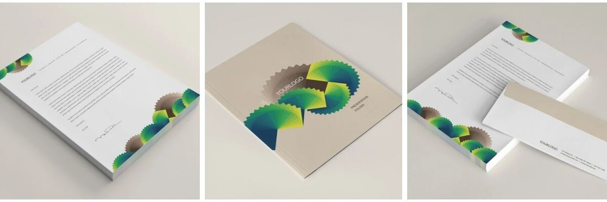 时尚简约企业画册名片信封VI样机PSD模板