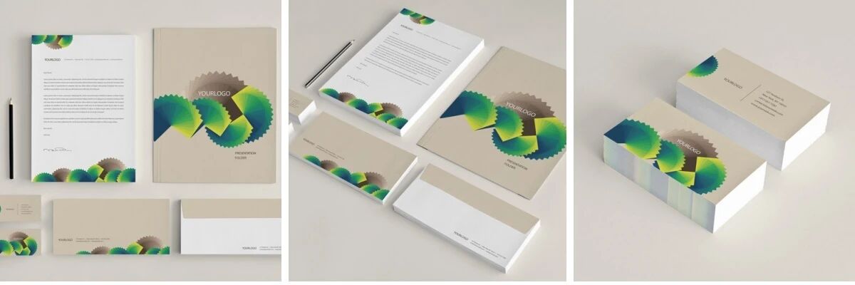 时尚简约企业画册名片信封VI样机PSD模板