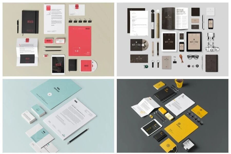 清新简约企业办公用品名片VI样机PSD模板