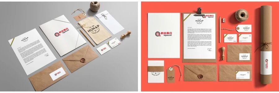 棕色简约企业名片信封办公用品VI样机PSD模板