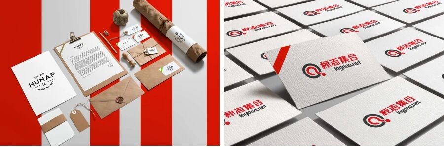 棕色简约企业名片信封办公用品VI样机PSD模板