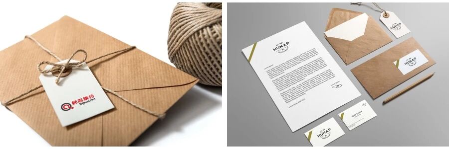 棕色简约企业名片信封办公用品VI样机PSD模板