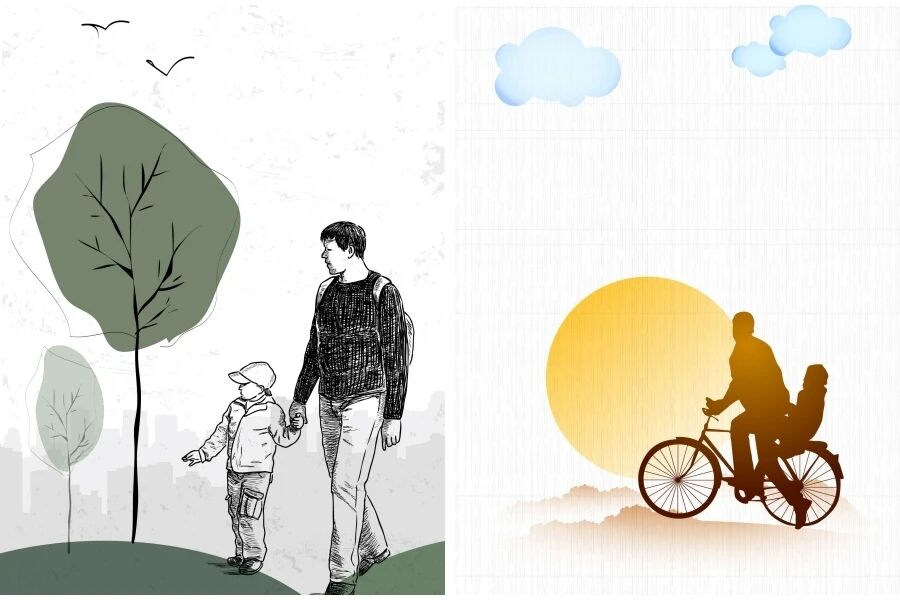 父亲节父子亲情矢量背景海报设计素材