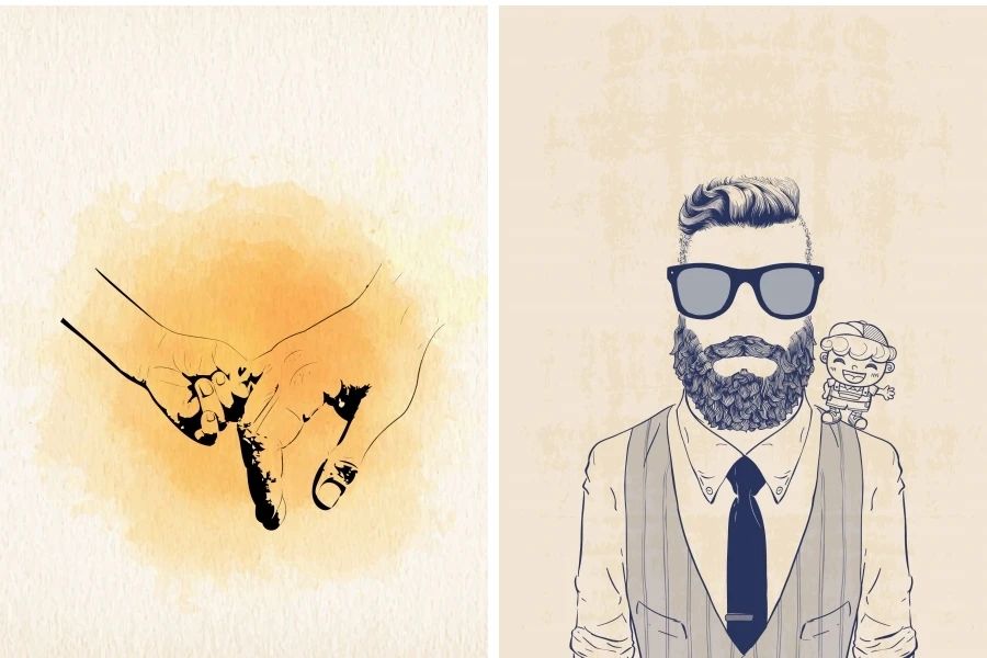 父亲节父子亲情矢量背景海报设计素材