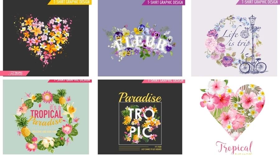 繁花花朵水彩时尚背景影楼艺术字设计PSD、EPS、AI模板素材