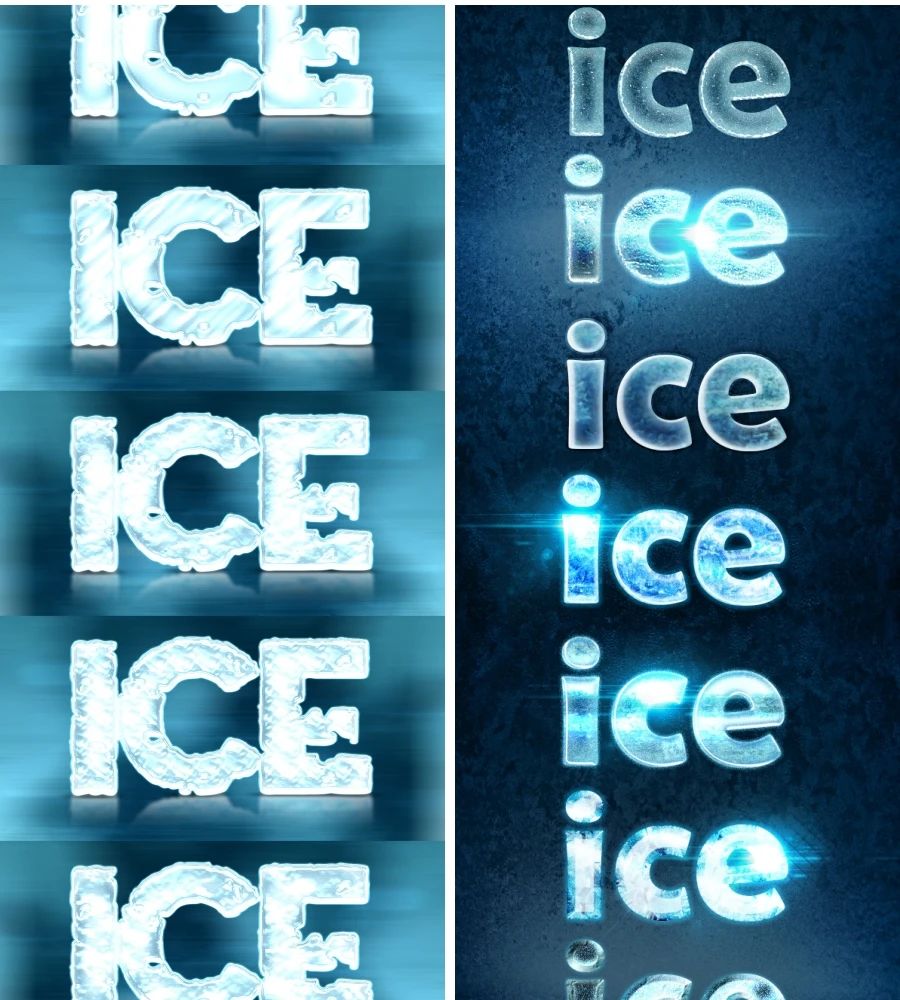 海报字体特效之冰雪效果（14个）PSD分层模板素材