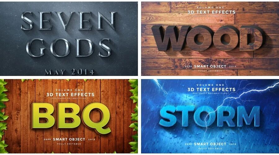 海报字体特效之自然主题效果（21个）PSD分层模板素材