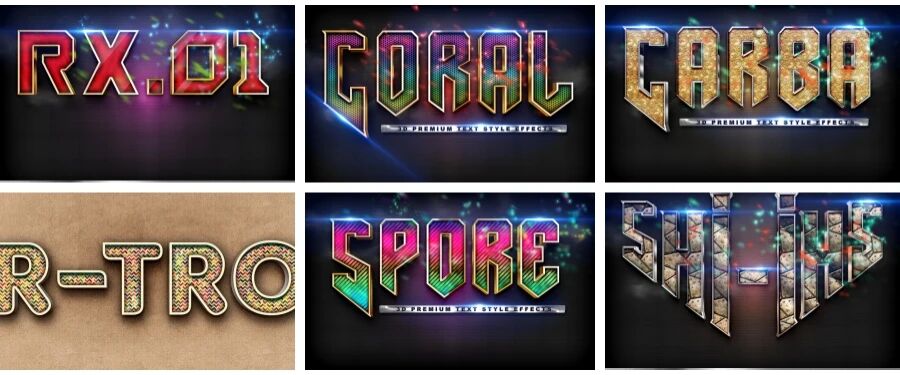 海报字体特效之彩色纹理字体效果（26个）PSD分层模板素材