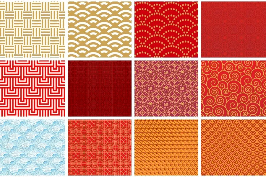 中国古典传统背景图案吉祥云纹连续花纹底纹平铺设计矢量素材