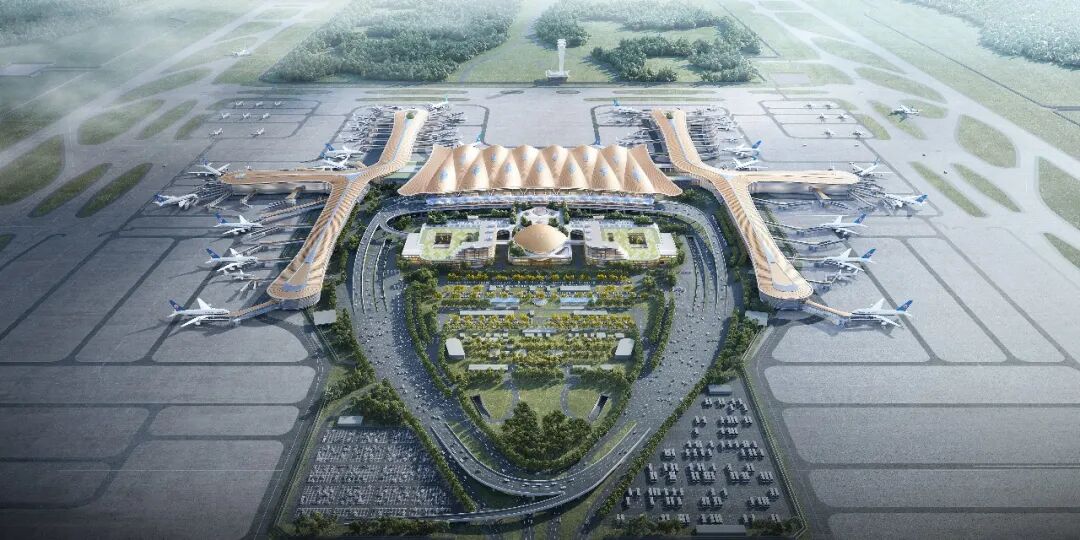 新机场设计灵感来源粤剧头饰状元冠。