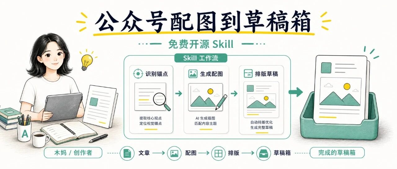 一键给公众号文章配图、排版、进草稿箱！这个skill我免费开源！