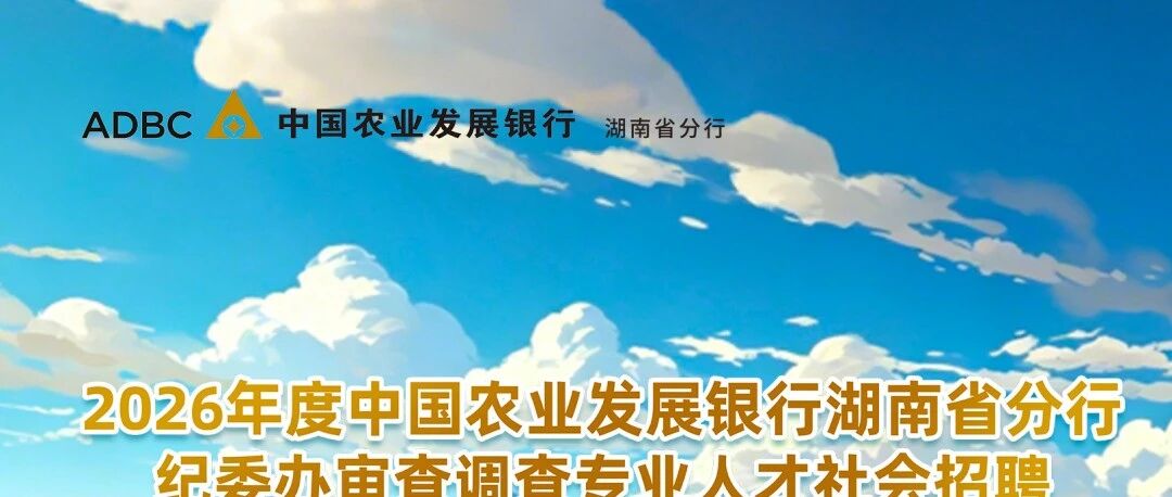 2026年度中国农业发展银行湖南省分行纪委办审查调查专业人才社会招聘公告