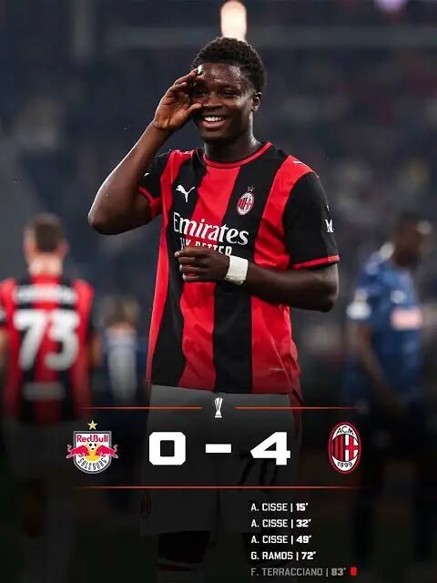 Ac Milan 4-0 Red Bull Salzburg Cisse hat trick