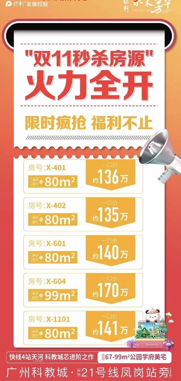 【双十一购房节】增城保利水木芳华科教城凤岗，双11特价表！