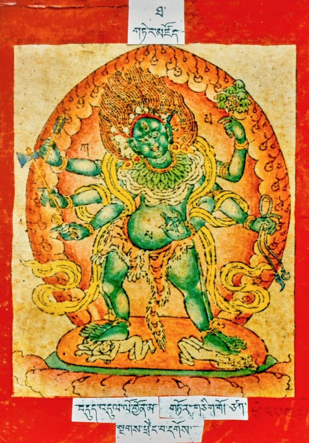 宁玛巴灌顶法像)藏传佛教密乘中,叶衣佛母一面四臂,三面六臂多为常见