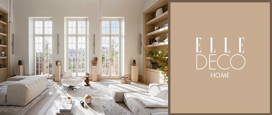 巴黎公寓内的悬浮“玻璃屋”，用米色编织如在云端的家