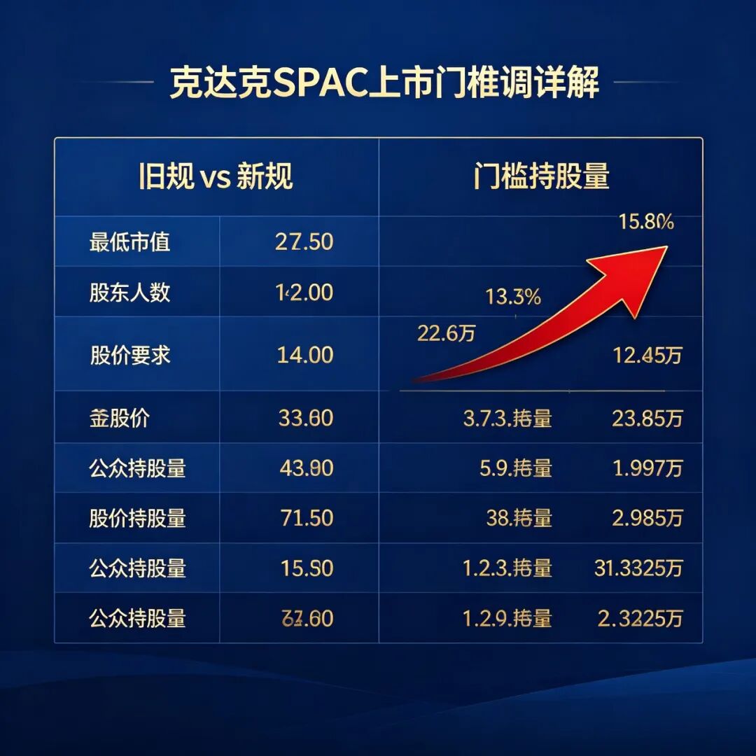 纳斯达克SPAC上市门槛调详解（对比表）