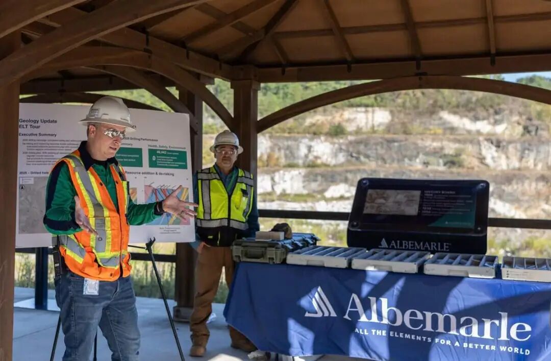Scott Hutchins, Albemarle's Senior Director, Business Readiness, talks about the lithium mine at Albemarle Kings Mountain in Kings Mountain, N.C., on Monday, September 14, 2026.