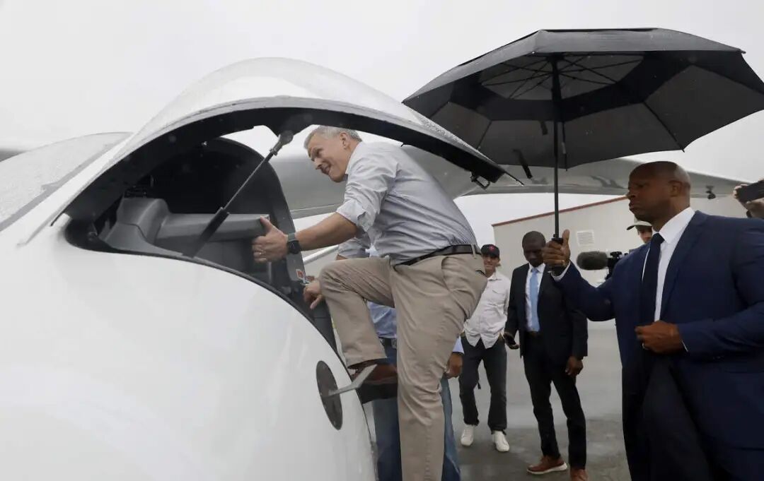 N.C. Gov. Josh Stein gets into a Beta Technologies ALIA electric aircraft during an eLIFT-NC Showcase at the Raleigh Executive Jetport in Sanford Wednesday.