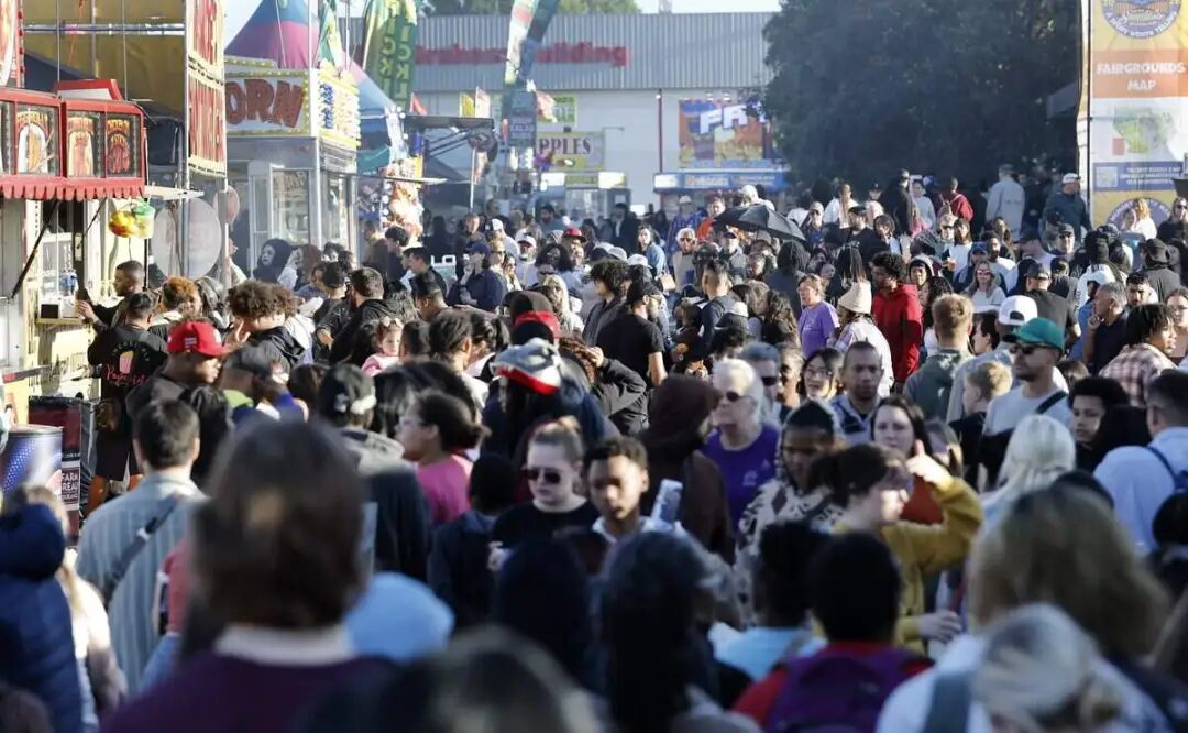 The fair grounds are busy on Sunday, Oct. 25, 2026, the last day of the N.C. State Fair.