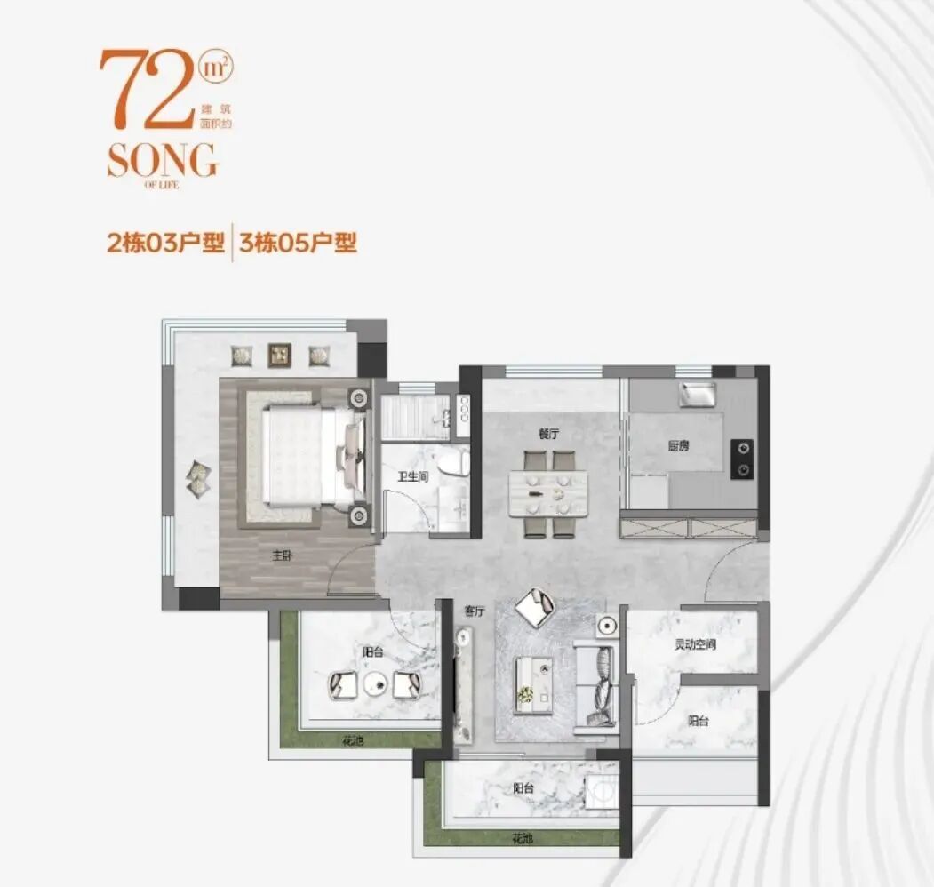 总价300万，荔湾保利和颂在售户型72-87㎡南向三房！