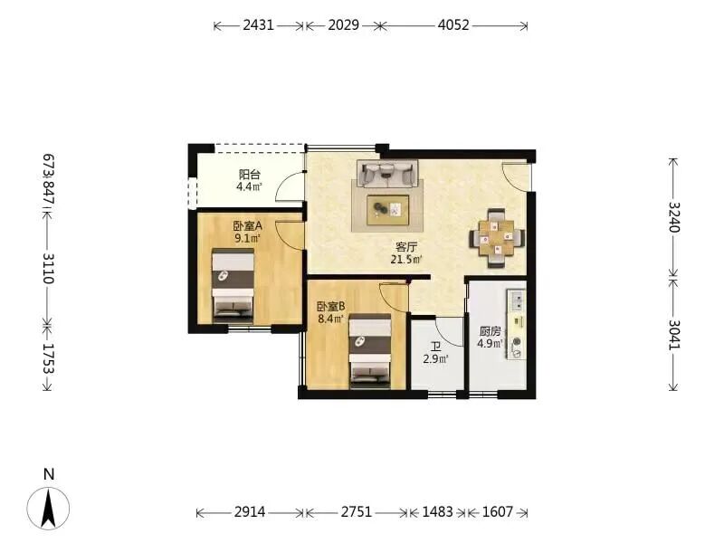 天河北二手房【金碧翡翠华庭】69平，总价450万！
