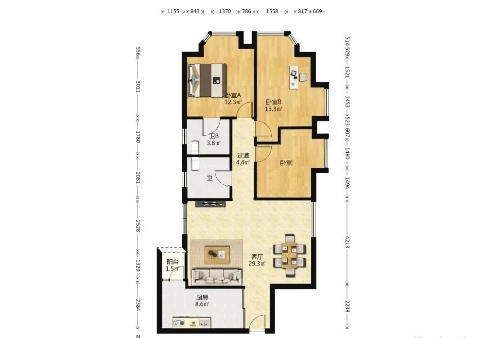 天河北二手房【芳草园】117平，总价850万！