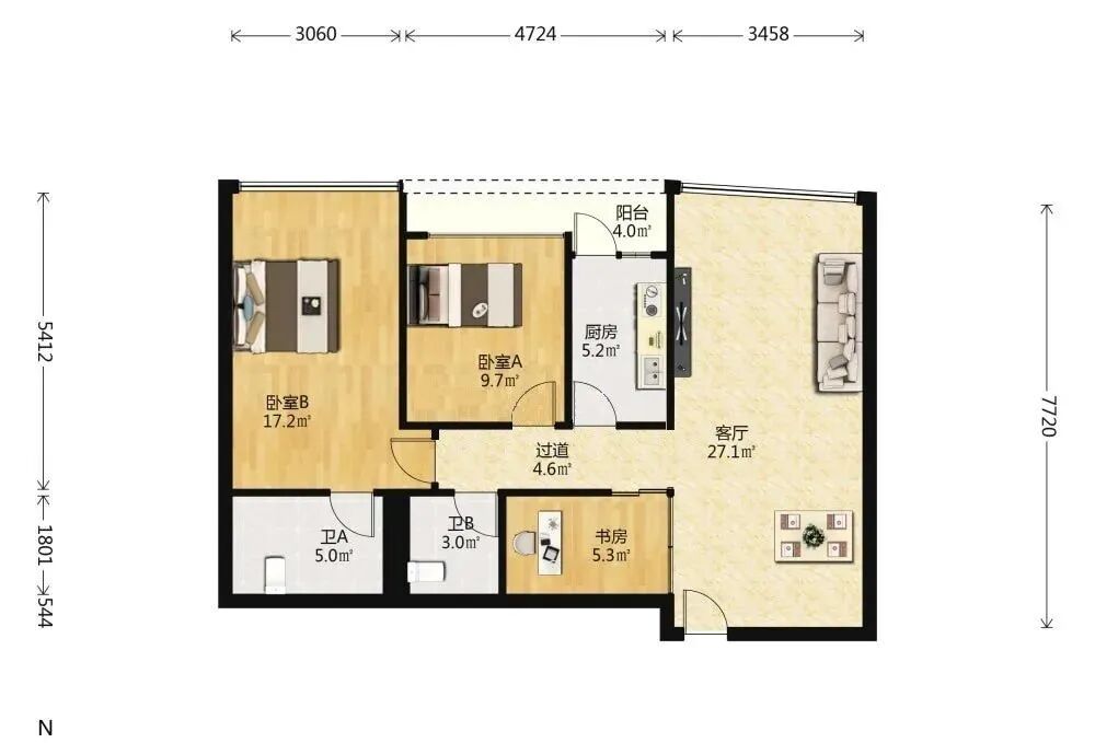 天河北二手房【天誉花园】110平，总价680万！
