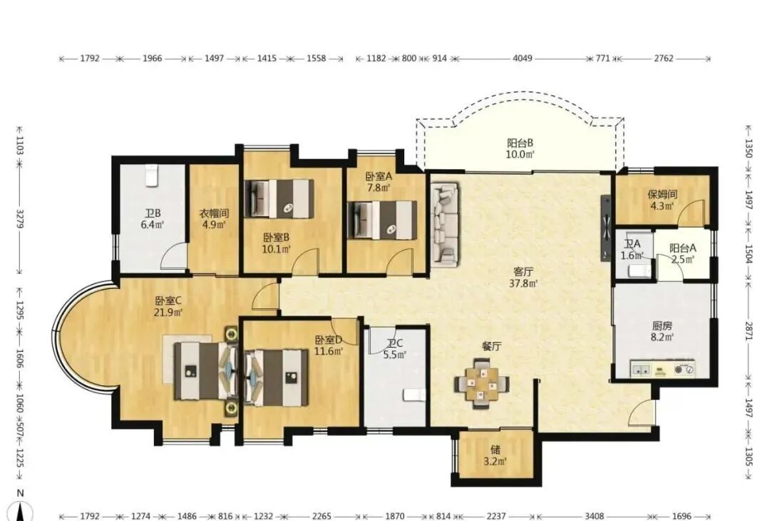 天河北二手房【金田花苑】175平，总价1200万！