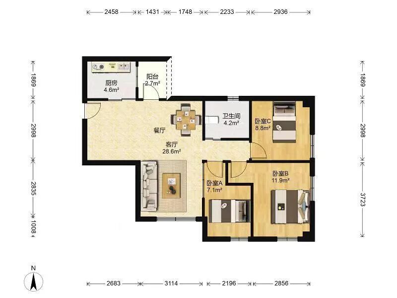 天河北二手房【金田花苑 】91平，总价650万！