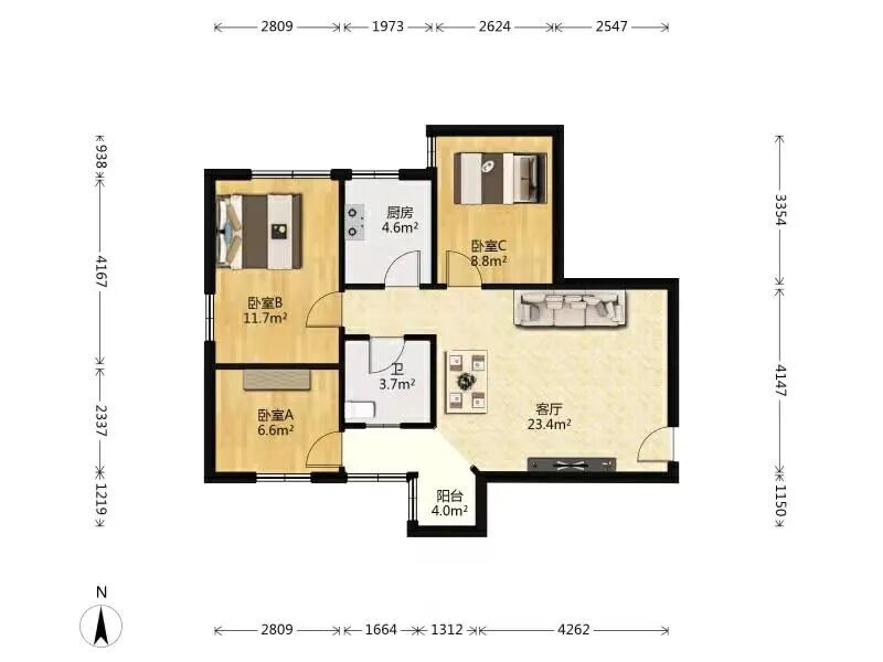 天河北二手房【金田花苑】78平，总价548万！
