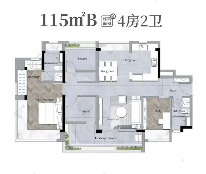 建面约115㎡B户型