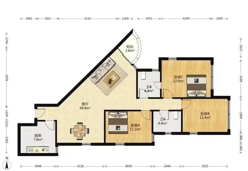 天河北二手房【名雅苑】128平，总价800万！