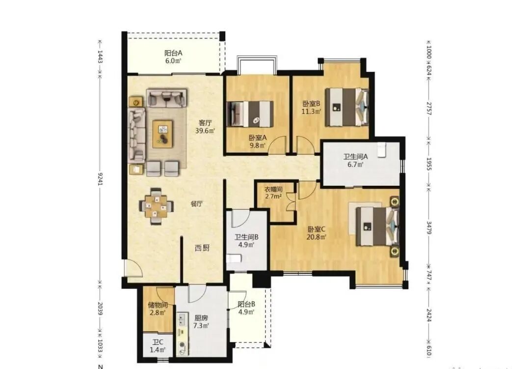 天河北二手房【瑞安创逸】170平，总价1450万！