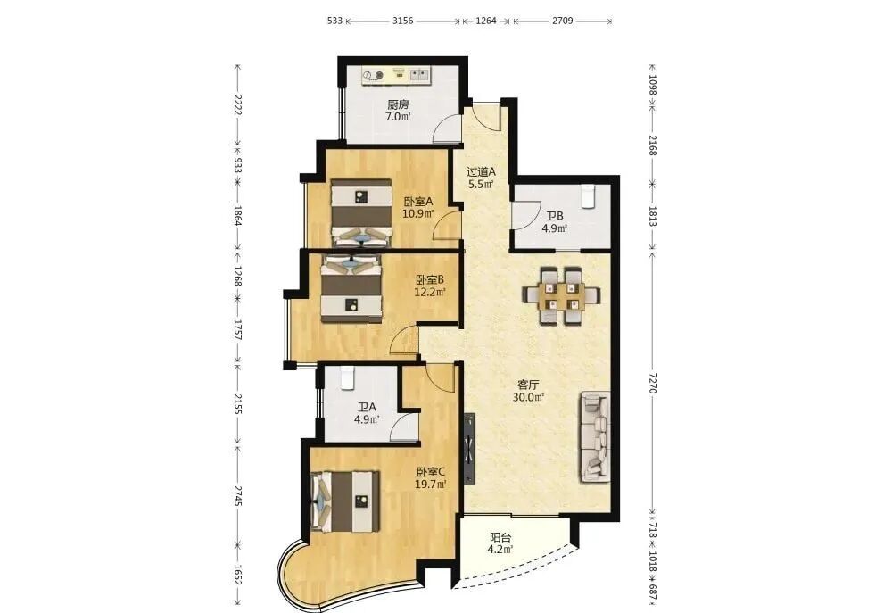天河北二手房【芳草园】127平，总价1100多万！