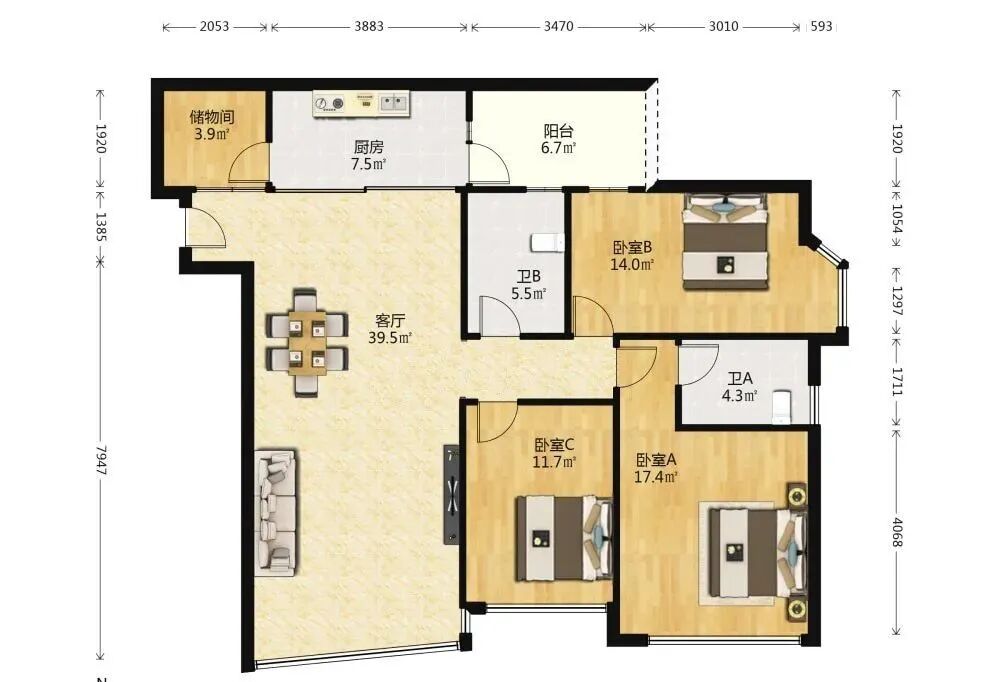 天河北二手房出售，天誉花园150平笋盘！
