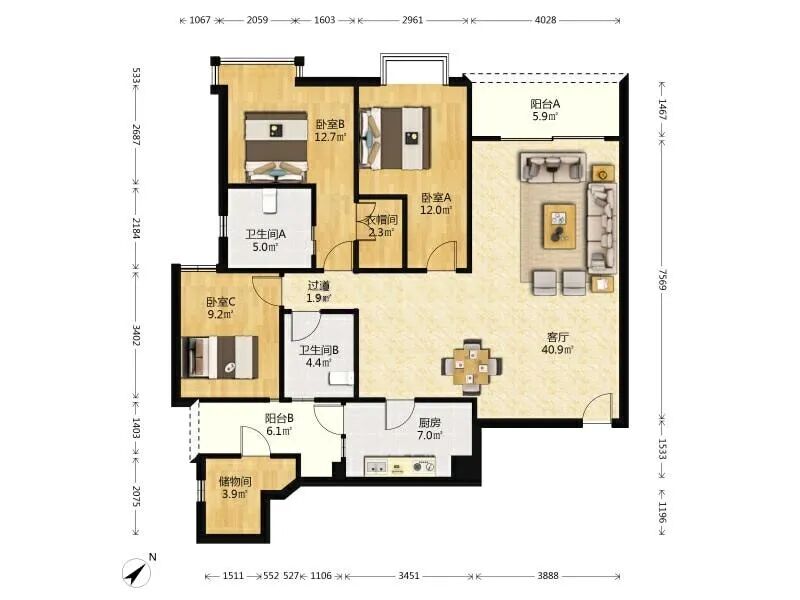 天河北二手房【瑞安创逸】151平，总价1298万！