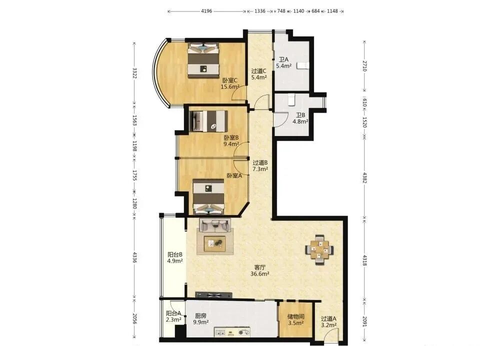 天河北二手房【天誉花园】155平，总价1050万！
